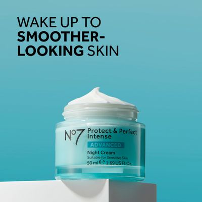 No7 Protect &amp; Perfect Intense Advanced Night Cream - Vitamin E &amp; Shea Butter Face Cream - Fine Line Reducing Moisturizer with Collagen Peptide Technology (1.69 fl oz)
