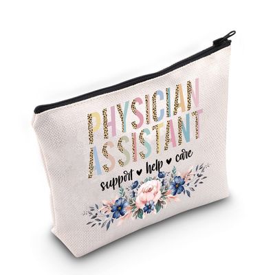 WZMPA Physician Assistant Cosmetic Makeup Bag Physician Assistant Appreciation Gift Physician Assistant Support Help Care Floral Makeup Zipper Pouch Bag For Student Graduation (PA Support Help)