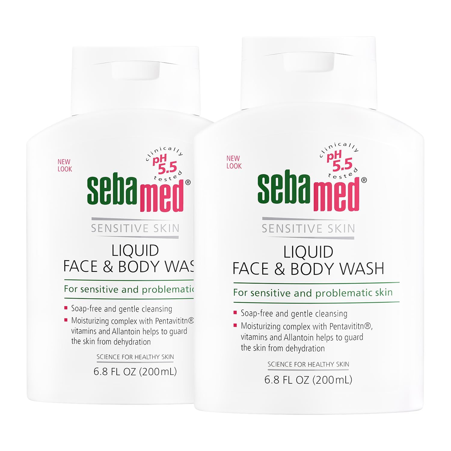 Sebamed Liquid Face and Body Wash pH 5.5 Mild Dermatologist Recommended Hydrating Cleanser for Sensitive Skin 6.8 Fluid Ounces (200 Milliliters) Pack of 2