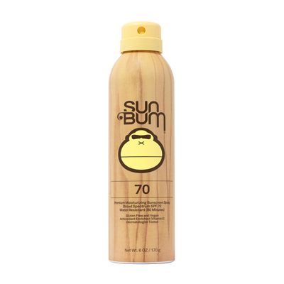 Sun Bum Original SPF 70 Sunscreen Spray |Vegan and Hawaii 104 Reef Act Compliant (Octinoxate &amp; Oxybenzone Free) Broad Spectrum Moisturizing UVA/UVB Sunscreen with Vitamin E | 6 oz