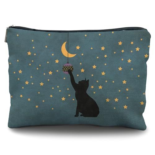 Likjad cat lover gifts for women,Cat makeup bag,cat gifts,Cat cosmetic bag,cat gifts for cat lovers,cat gifts for women,cat mom gifts,cat gifts for girls (green black cat)