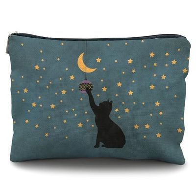 Likjad cat lover gifts for women,Cat makeup bag,cat gifts,Cat cosmetic bag,cat gifts for cat lovers,cat gifts for women,cat mom gifts,cat gifts for girls (green black cat)