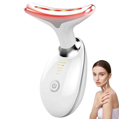 Neck &amp; Face Massager, 7-Color LED Multifunctional Facial Massager, White - Face Sculpting Tool