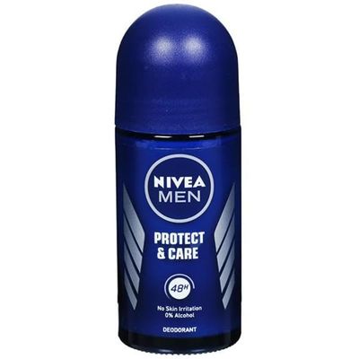 Nivea Men Protect &amp; Care Roll On | 48 Hrs No Skin Irriation 0% Alcohol | 50ml (1.69 Fl Oz)