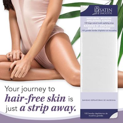 Satin Smooth Large Muslin Epilating Strips for Hair Removal, 100 ct x 2 packs