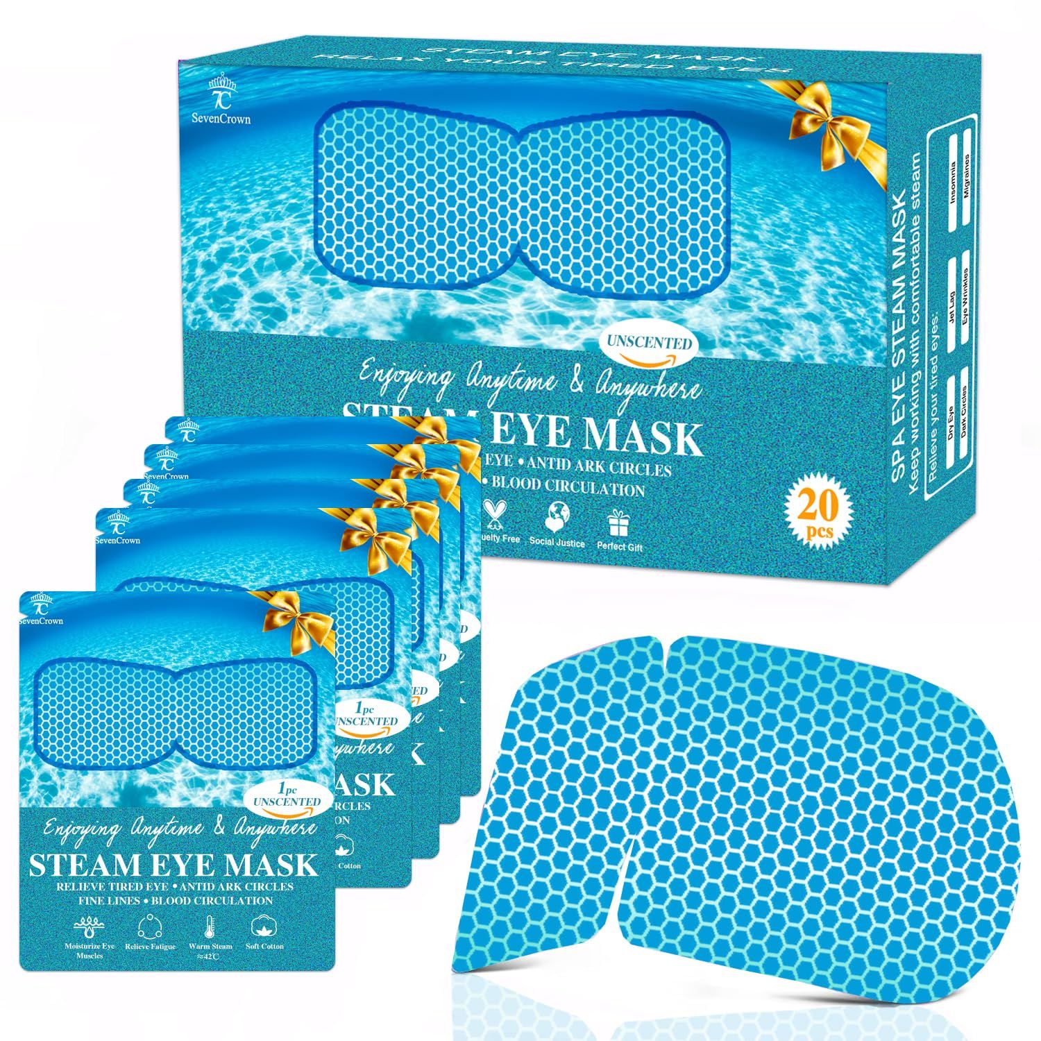 Steam Eye Mask for Travel Essentials,Sleep Mask Warm Compress for Eyes, Heated Eye Masks for Dark Circles and Puffiness &amp; Soothe Tired Eyes,Self Care SPA Relaxation Gifts for Women 20 Packs Unscented