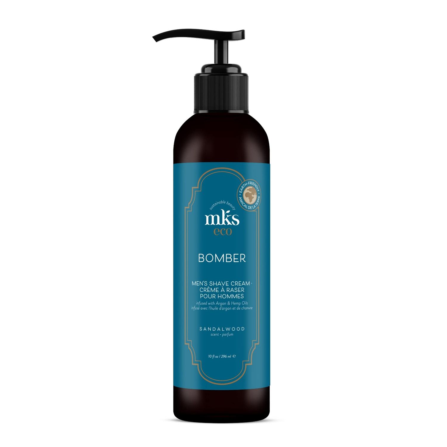 MKS eco for Men Bomber Shave Cream, Sandalwood Scent - 10 oz - Softens Beard to Reduce Resistance &amp; Irritation, Moisturizes Skin - With Hemp Seed &amp; Argan Oils - Vegan, Cruelty Free