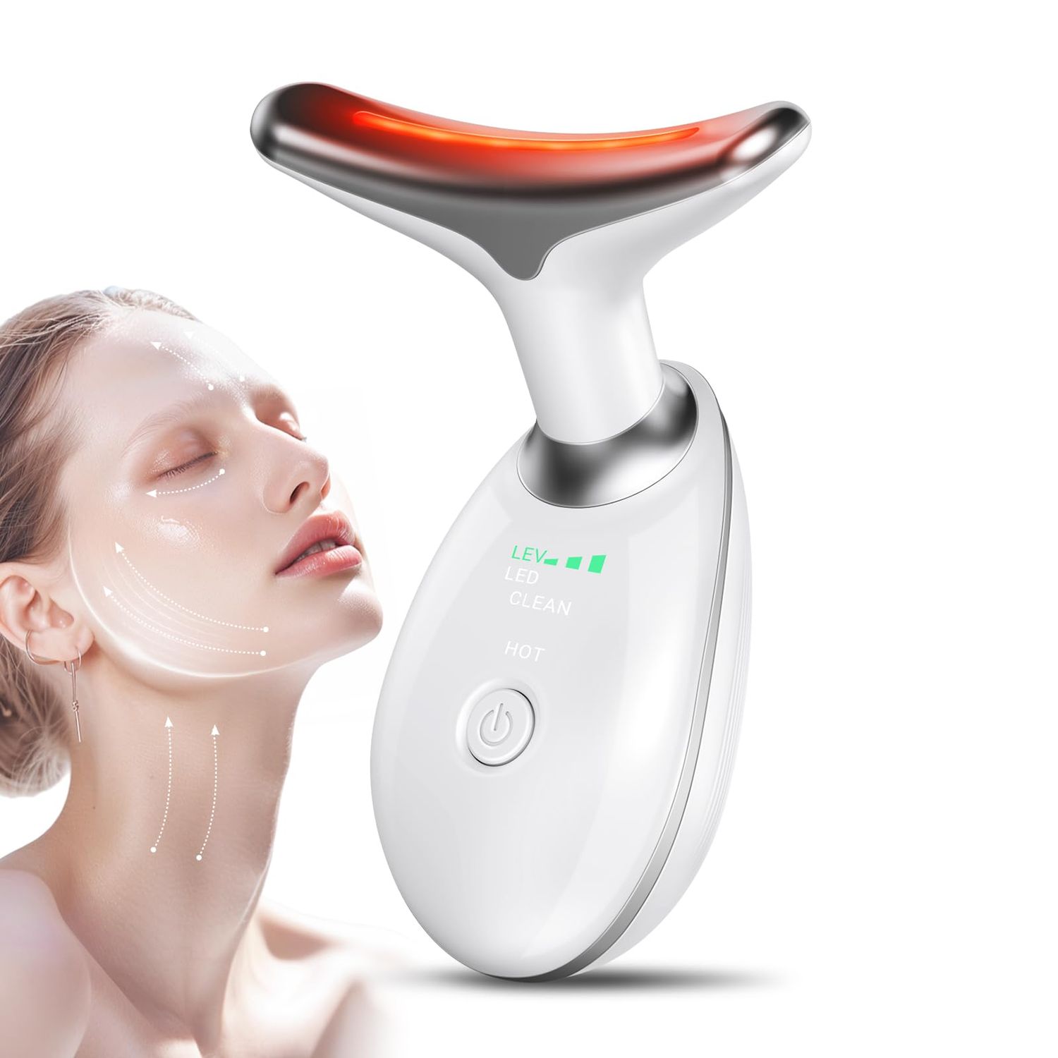 Neck Facial Massager, Light Face Neck Massager for Skin Care, Multifunctional Facial Skincare Tools with Vibration, at Home