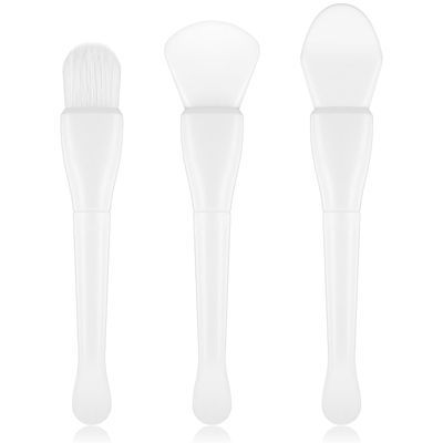 Qianyu 3 Pcs Silicone Face Mask Brush Applicator Double-Ended Soft Face Mask Brush for Mud Clay Modeling Mask Flexible Facial Mud Mask Skincare Applicator with Hairless Digging Spoon Brush
