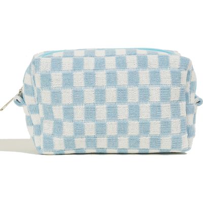 Travel Makeup Bag, Checkered Cosmetic Bag Make Up Organizer Case for Women, Small Toiletry Bag Skincare Pouch for Toiletries Accessories Brushes
