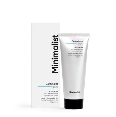 Minimalist Oily Skin Face Moisturizer for Barrier Repair | 0.3% Ceramide Madecassoside | For Women &amp; Men | 1.7 Oz / 50 gm