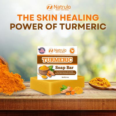 Turmeric Soap Bar for Face & Body - Natural Turmeric Skin Brightening Soap for Dark Spots, Intimate Areas, Underarms - Turmeric Face Wash Reduces Acne, Scars & Cleanses Skin - Made in USA