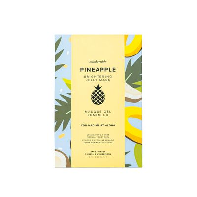 Maskeraide Pineapple Brightening Jelly Mask with Coconut Water, Niacinamide &amp; Sweet Cherry Extract, Hydrating, Soothing, Cooling, Reduces Redness, Moisturizing Mask, Korean Skincare (Sleeve - 3 Uses)