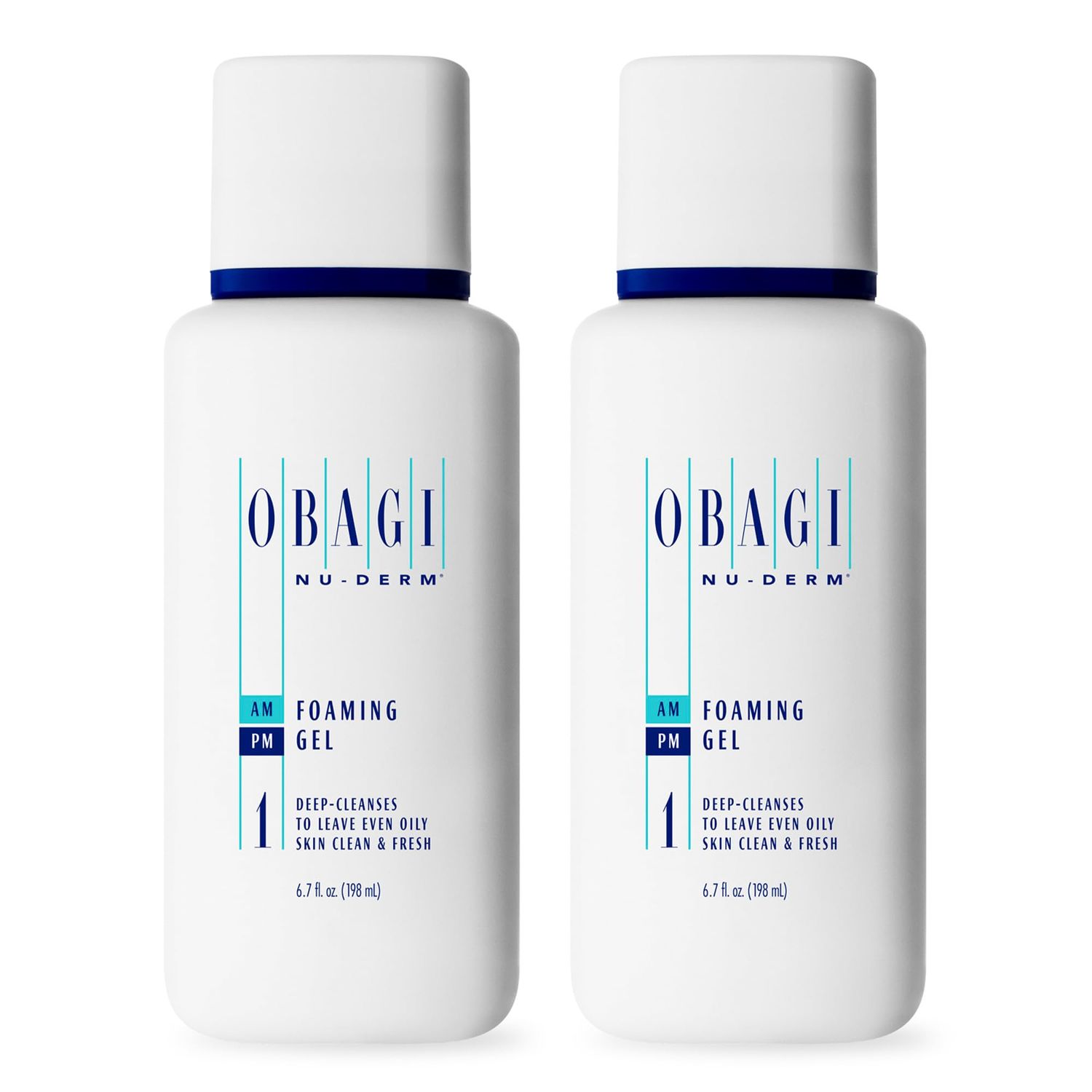 Obagi Nu-Derm Foaming Gel - Gel-Based Cleanser for Normal to Oily &amp; Sensitive Skin - Two Pack, 2 * 6.7 oz