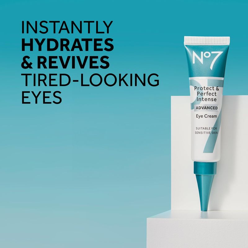 No7 Protect &amp; Perfect Eye Cream - Intense Advanced Under Eye Cream for Dark Circles - Enriched with Hydrating Hyaluronic Acid and Nourishing Shea Butter to Revive Tired-Looking Eyes (0.5 Fl Oz)