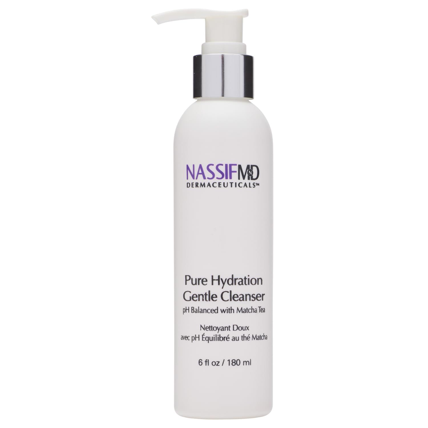 NassifMD Pure Hydration Facial Cleanser, Matcha Cleanser, Hydrating Face Cleanser with Vitamin C, Matcha Hemp Hydrating Cleanser (6oz)