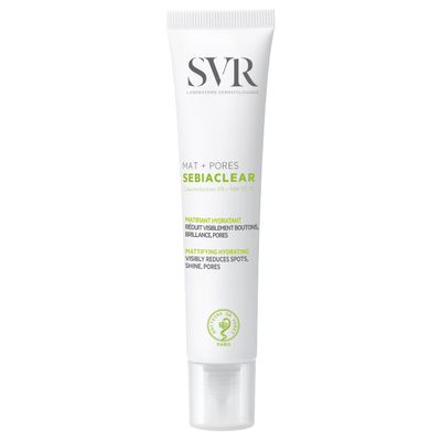 SVR Sebiaclear Mat+pores Mattifying Face Cream With 4% Niacinamide &amp; 4% Pha For Oily To Combination Skin. Non Comedogenic, Oil Free Moisturizer To Control Shine &amp; Visibly Tighten Pores, 1.3 Fl.oz.