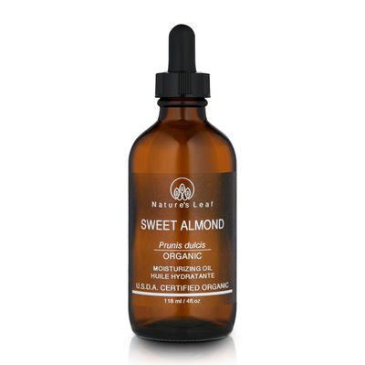 Natures Leaf Sweet Almond Oil, USDA Certified Organic, 100% Pure, Cold Pressed, Nourish &amp; Soften, Promotes Healthy Looking Skin and Hair, Unscented, 4 ounce