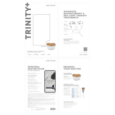 NuFACE TRINITY+ LED Red Light Therapy + Microcurrent Facial Device for Fine Lines and Deep Wrinkles - Amber, Red & Infrared Light Skin Tightening Device with Gel Activator, Silk Crme & Brush