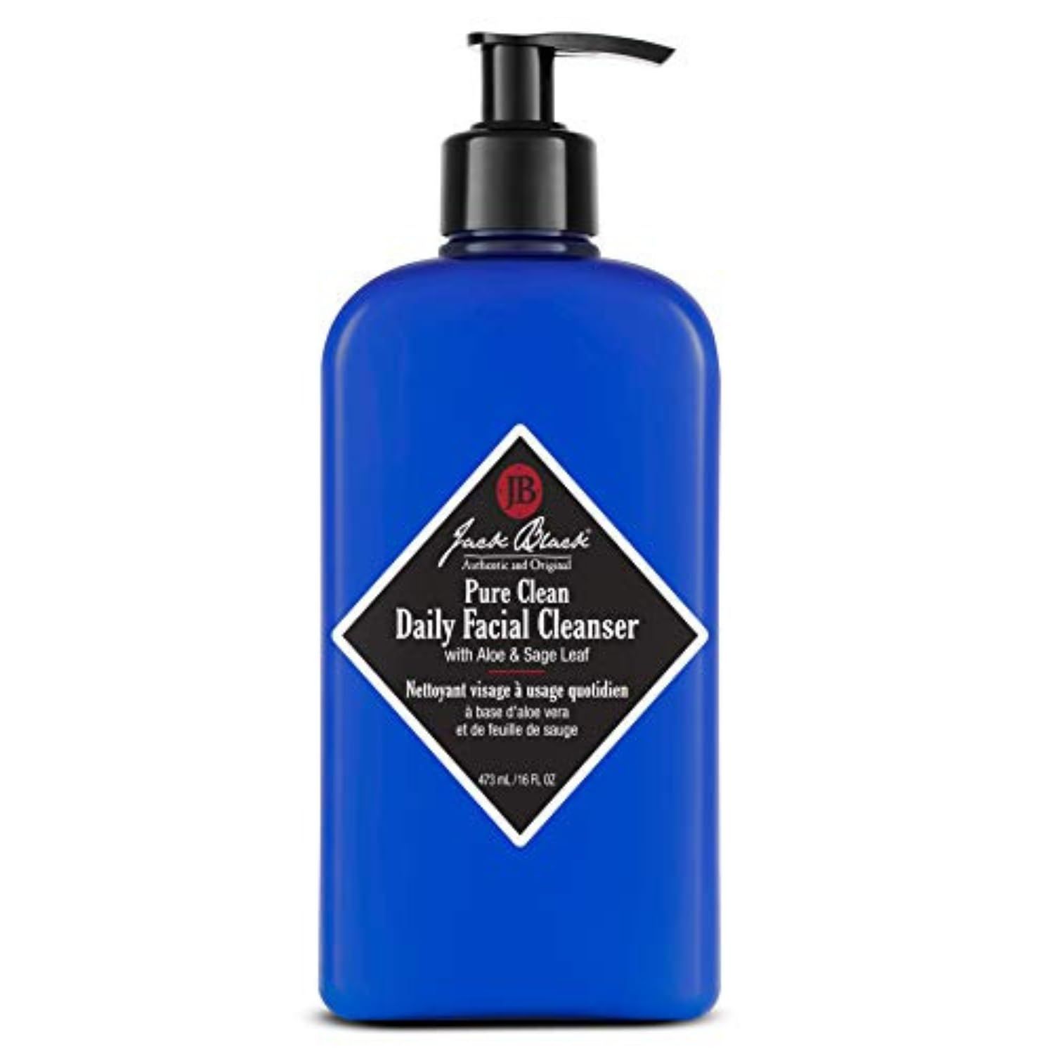 Jack Black - Pure Clean Daily Facial Cleanser, 16 fl oz  2-in-1 Facial Cleanser and Toner, Removes Dirt and Oil, PureScience Formula, Certified Organic Ingredients, Aloe and Sage Leaf