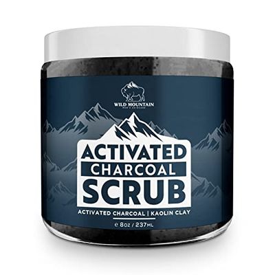 Wild Mountain Activated Charcoal Scrub- Men Face Scrub and Exfoliate for Face- Face Scrub for Men- Face Exfoliator, Exfoliating Face Wash, Facial Scrub, Face Exfoliant
