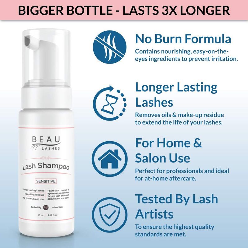Korean Eyelash Extension Foam Cleanser Shampoo &amp; Brush (150ml) - Oil Free Sensitive Paraben &amp; Sulfate Free Eyelid/Lash Foaming Wash Cleaner To Remove Makeup &amp; Mascara - Ideal For Salons And Home Care