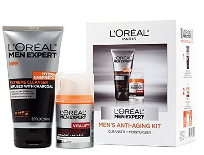 L&#39;Oreal Paris Men Expert Charcoal Facial Cleanser &amp; Anti-Wrinkle &amp; Firming Face Moisturizer Gift Set (Set of 2)