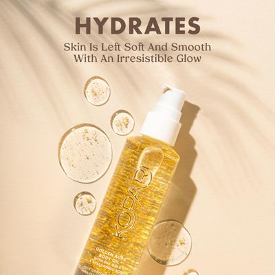 Kopari Golden Aura Body Oil, Toasted Vanilla Post Shower Body Oil with 24k Gold &amp; Hyaluronic Acid. Lightweight Hydrating Formula for Glowing Skin