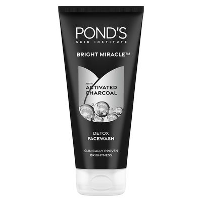 POND&#39;S Pure Detox Face Wash 200 g, Daily Exfoliating &amp; Brightening Cleanser, Deep Cleans Oily Skin - With Activated Charcoal for Fresh, Glowing Skin