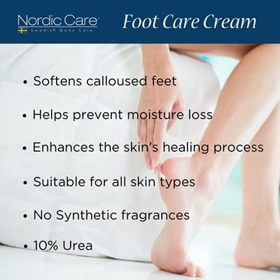 Nordic Care Foot Care Cream (2 pack) + Hand Cream | Hydrates and Treats Severely Dry Feet & Cracked Heels | Urea & Glycerin Relieves Itchy Dry Skin