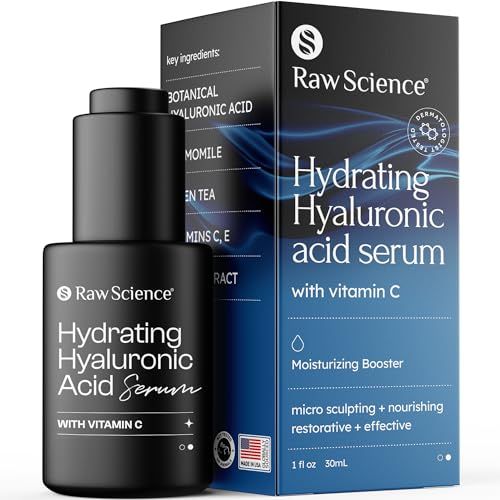 Hyaluronic Acid Serum - Anti Aging Skin Care Vitamin C &amp; E, Face Moisturizer Hydrating Serum, Fine Lines &amp; Anti Wrinkle Firming Serum Jojoba Oil, Green Tea, Acido Hialuronico Face Serum, 1 Fl Oz, 30ml