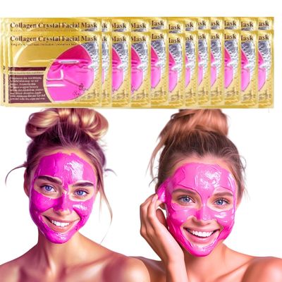 Nielies Collagen Face Sheet Mask - Collagen Anti-Aging Korean Face Sheet Mask for All Skin Types - 15 Sheets of Luxury with Collagen &amp; 24K Gold - Gift for Mom, Girlfriend, or Wife (24K-Pink)
