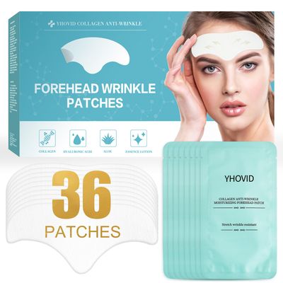 YHOVID 36 Pcs Forehead Wrinkle Patches - Anti Wrinkle Facial Patches with Collagen and Vitamin E for Face Overnight to Smoothing Fine Frown Lines &amp; Wrinkles Treatment