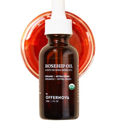 Offernova Organic Rosa de Mosqueta Oil- USDA Certified Rosehip Seed Oil Pure Cold Pressed, Repairs &amp; Brightens Skin - Gua Sha Massage, Face, for All Skin Types - Aceite Facial 1OZ