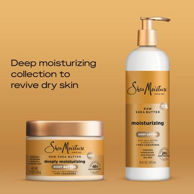 SheaMoisture Deeply Moisturizing Body Butter with Raw Shea Butter, Argan Oil and Pro-Ceramides, Rich Hydration &amp; Healing of Dry Skin, 48H Moisturizing 11.5 oz