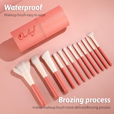 Oneleaf Makeup Brushes 12 Pcs Premium Synthetic Bristles Makeup Kit,Kabuki Foundation Blending Face Powder Blush Concealers Eye Shadows Brush Make up Professional Brushes Set with Gift Box(Pink White)