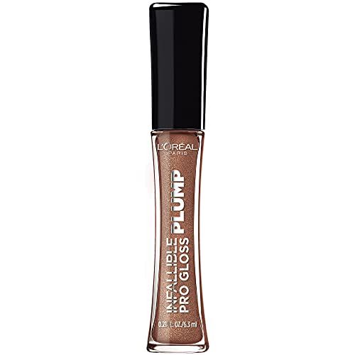 L&#39;Oreal Paris Infallible Pro Gloss Plump Lip Gloss with Hyaluronic Acid, Long Lasting Plumping Shine, Lips Look Instantly Fuller and More Plump, Sunlit Shimmer, 0.21 fl. oz.