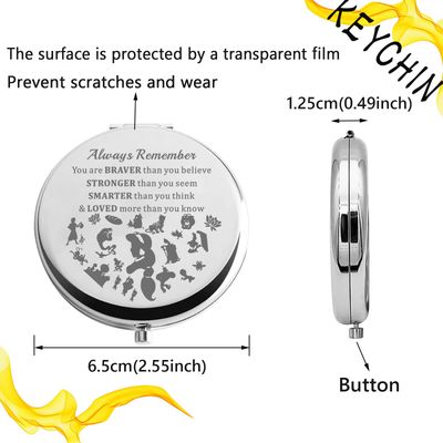 KEYCHIN Jasmine Princess Pocket Mirror Jasmine and Aladdin Fan Gift Remember You are Braver Stronger Smarter Than You Think Compact Mirror for Women Girls Teenagers (Jasmine-S)