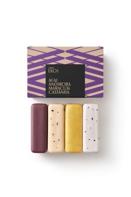 natura - Ekos Castanha, Andiroba, Aa &amp; Maracuj Bar Soap Set (4 Pack) - 4 Exfoliating Soap Bars - Pure Plant Oils - Vegan Skin Care - Brazilian Beauty Secrets - Self Care - 3.5oz (100g)