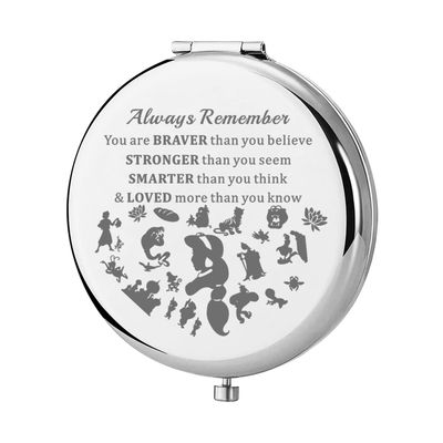 KEYCHIN Jasmine Princess Pocket Mirror Jasmine and Aladdin Fan Gift Remember You are Braver Stronger Smarter Than You Think Compact Mirror for Women Girls Teenagers (Jasmine-S)