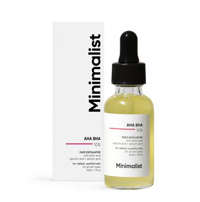 Minimalist 10% AHA (Lactic Acid &amp; Glycolic Acid) BHA (Salicylic Acid) Exfoliating Serum | Mildly Exfoliates without Drying for Radiant, Youthful Skin | For Women &amp; Men | 1 Fl Oz / 30 ml