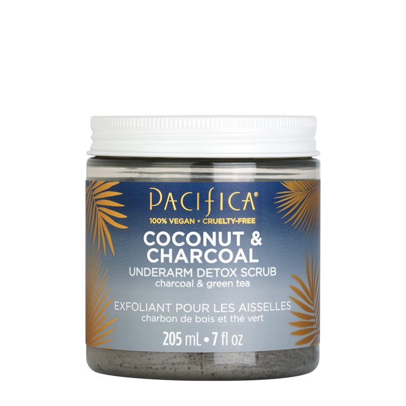Pacifica Underarm Body Scrub - Detox Coconut &amp; Charcoal - Exfoliating &amp; Nourishing for Natural Deodorant Users - Aluminum-Free &amp; Safe for Sensitive Skin, Vegan &amp; Cruelty-Free, 7 fl oz