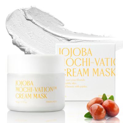 PINKWONDER Jojoba Mochi-Vation Cream Mask 3.17oz (90g), Organic Jojoba Oil and Korean Rice Extract, Wash-Off Face Mask, Hydrating and Glass Skin, Korean Skincare