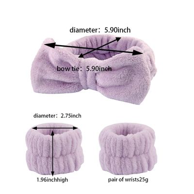 Skincare Headbands and Wristbands for Women Girls Headband for Washing Face for Women Girls Face Washing Wristbands for Women Girls Purple Spa Headband Face Wash Headband and Wristband Set