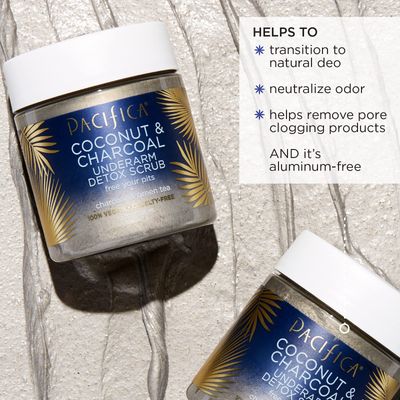 Pacifica Underarm Body Scrub - Detox Coconut &amp; Charcoal - Exfoliating &amp; Nourishing for Natural Deodorant Users - Aluminum-Free &amp; Safe for Sensitive Skin, Vegan &amp; Cruelty-Free, 7 fl oz