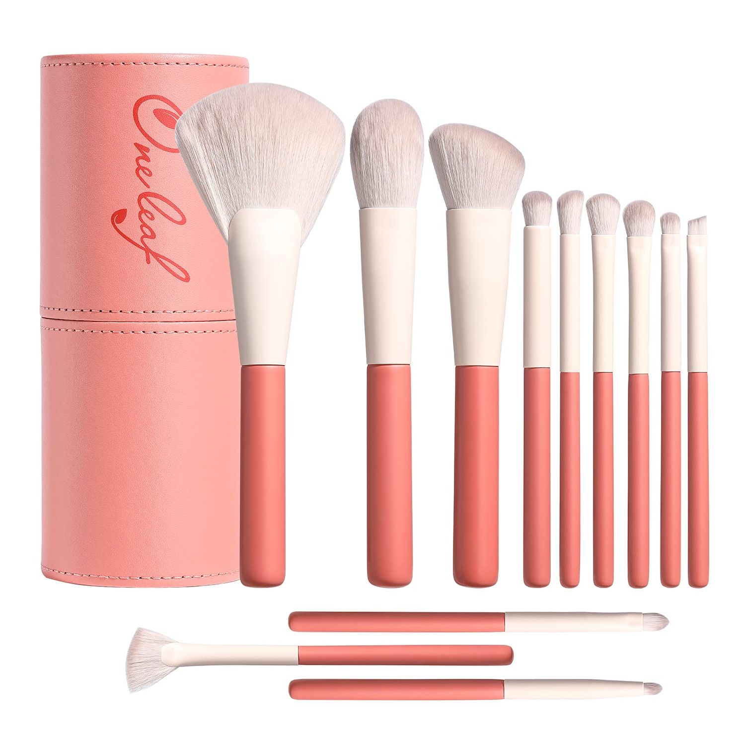 Oneleaf Makeup Brushes 12 Pcs Premium Synthetic Bristles Makeup Kit,Kabuki Foundation Blending Face Powder Blush Concealers Eye Shadows Brush Make up Professional Brushes Set with Gift Box(Pink White)