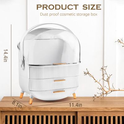 lurcns Makeup Organizers and Storage, Make up Organizer for Vanity Cosmetics Skincare Organizers With Lid and Drawers Display Cases for CountertopWhite