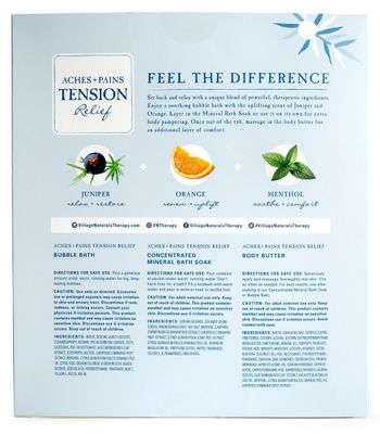 Village Naturals Therapy 3-Piece Tension Relaxing Wellness Spa Gift Set, Cedar Citrus Scent