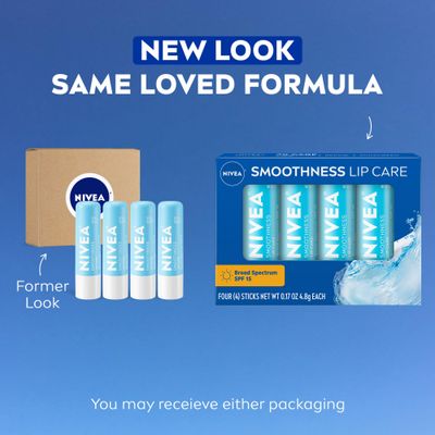 NIVEA Smoothness Lip Care SPF 15, Lip Balm SPF Stick, 0.17 Oz, Pack of 4