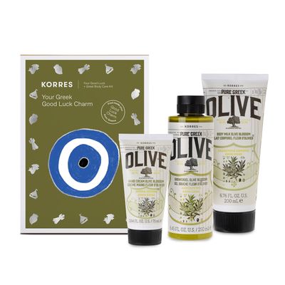 KORRES Olive Blossom Body Care Collection | Pure Greek Olive Shower Gel, Body Cream &amp; Hand Cream, 3 Piece Set